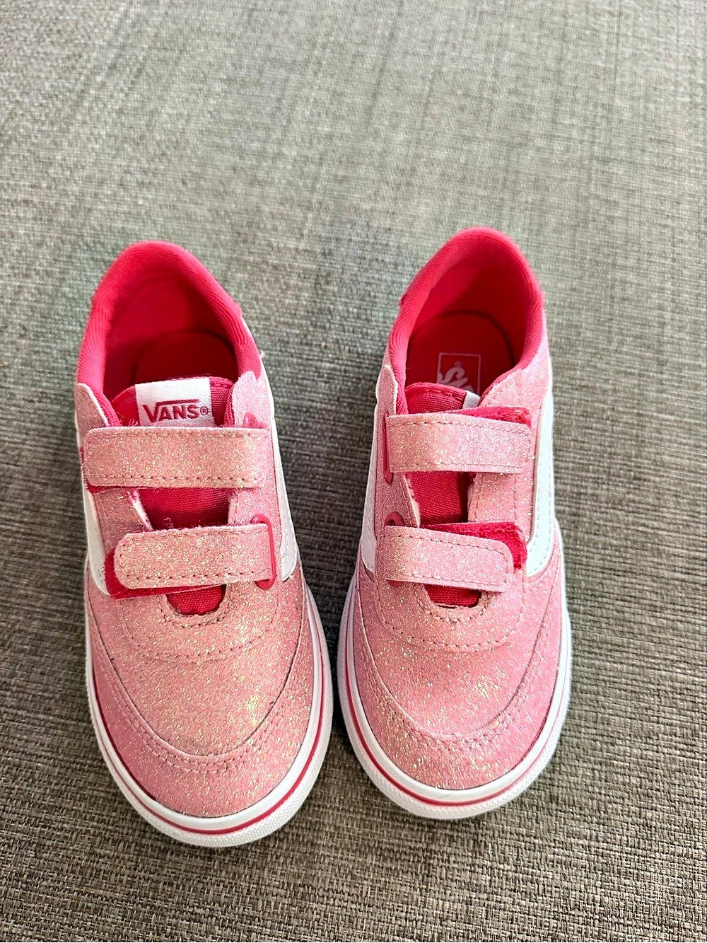 Vans Toddler Old Skool V Glitter Sneakers Pink & White Girls US 10.0